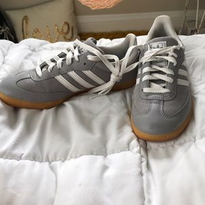 Grey adidas sambas